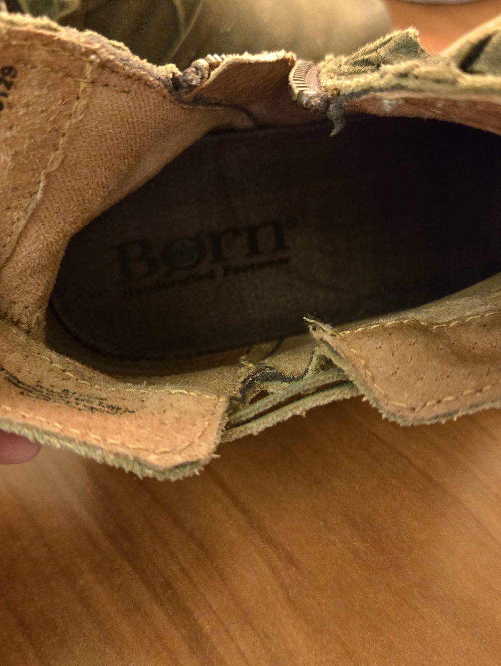 Born Tarkiln Women's Olive Suede Ankle Boots with Wrap Straps Size 6.5M/W - Picture 6 of 12